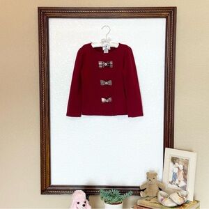 Vintage Gymboree EUC 2006 Family Portrait line Maroon LS Tee with Plaid Bows